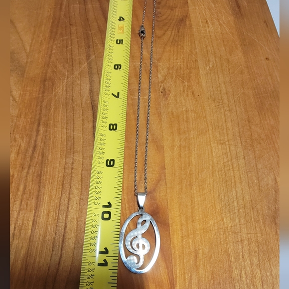 STAINLESS STEEL Music G-clef pendant/necklace. Unisex.Nwt* - Picture 4 of 6
